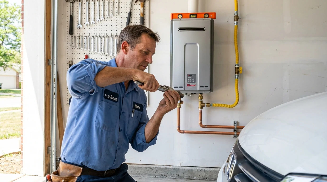 Tankless water heater installation by a Johns Plumbing LLC plumber in Melville